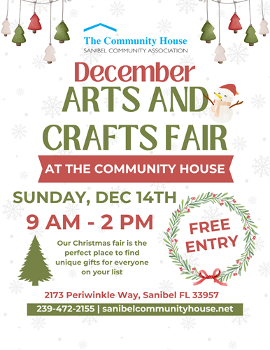 December Arts and Crafts Fair Sanibel Island at the community house